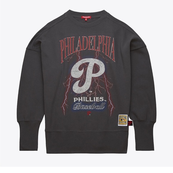 Philadelphia Phillies Charcoal Lightweight Crew 4.0 Pullover Sweatshirt NEW - Picture 1 of 3